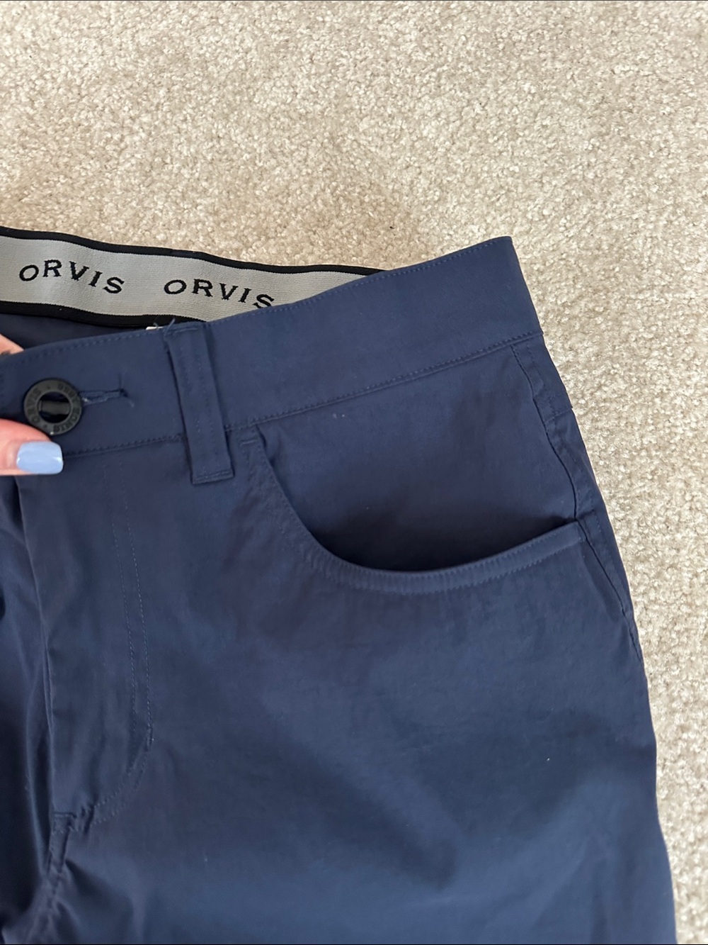 Men's Navy Stretch Casual Pants- Orvis - Picture 4 of 9